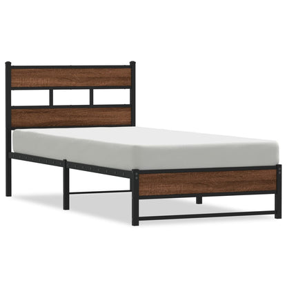 Metal Bed Frame without Mattress Brown Oak 80x200 cm