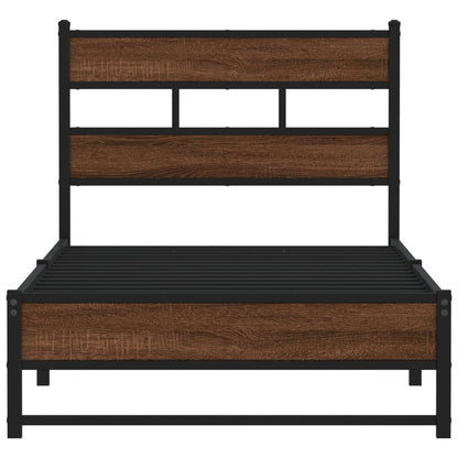 Metal Bed Frame without Mattress Brown Oak 80x200 cm