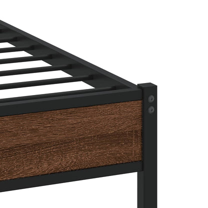 Metal Bed Frame without Mattress Brown Oak 80x200 cm