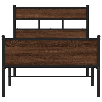 Bed Frame without Mattress Brown Oak 75x190 cm Small Single Engineered Wood
