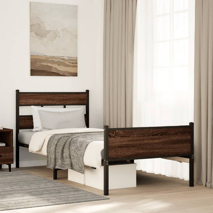 Bed Frame without Mattress Brown Oak 80x200 cm Engineered Wood