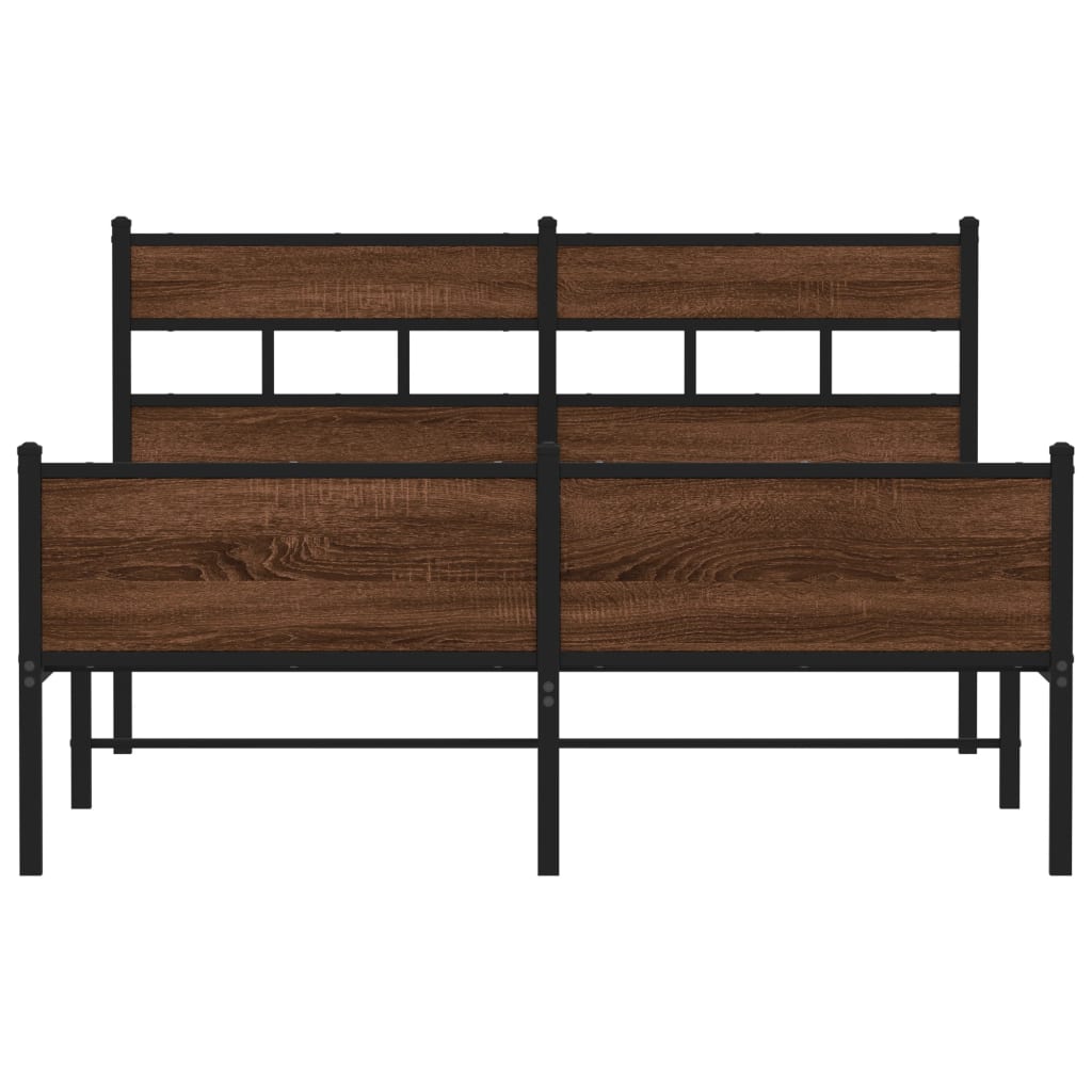 Bed Frame without Mattress Brown Oak 140x200 cm Engineered Wood