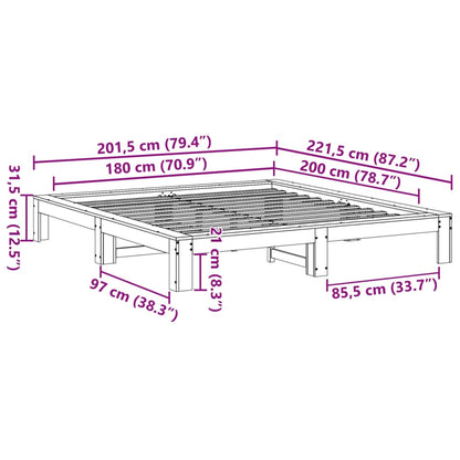 Bed Frame without Mattress White 180x200 cm Super King Solid Wood Pine