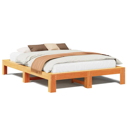 Bed Frame without Mattress Wax Brown 160x200 cm Solid Wood Pine