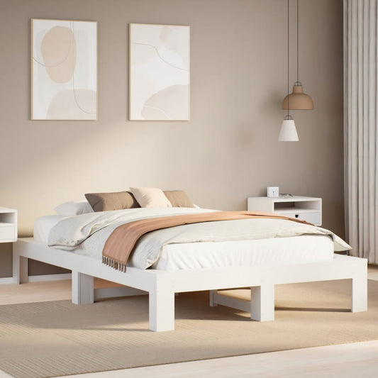Bed Frame without Mattress White 120x200 cm Solid Wood Pine