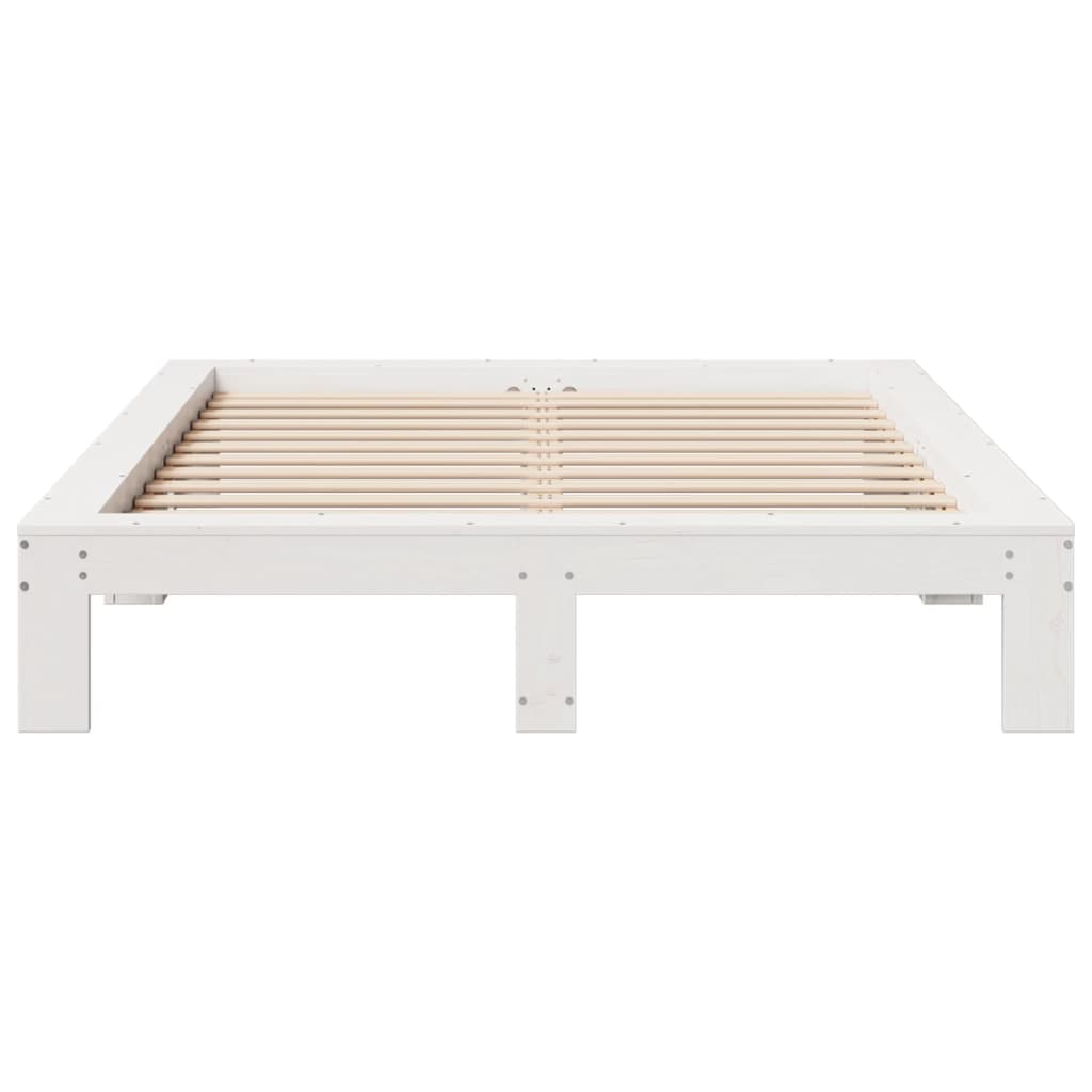 Bed Frame without Mattress White 140x190 cm Solid Wood Pine