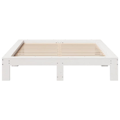 Bed Frame without Mattress White 140x190 cm Solid Wood Pine