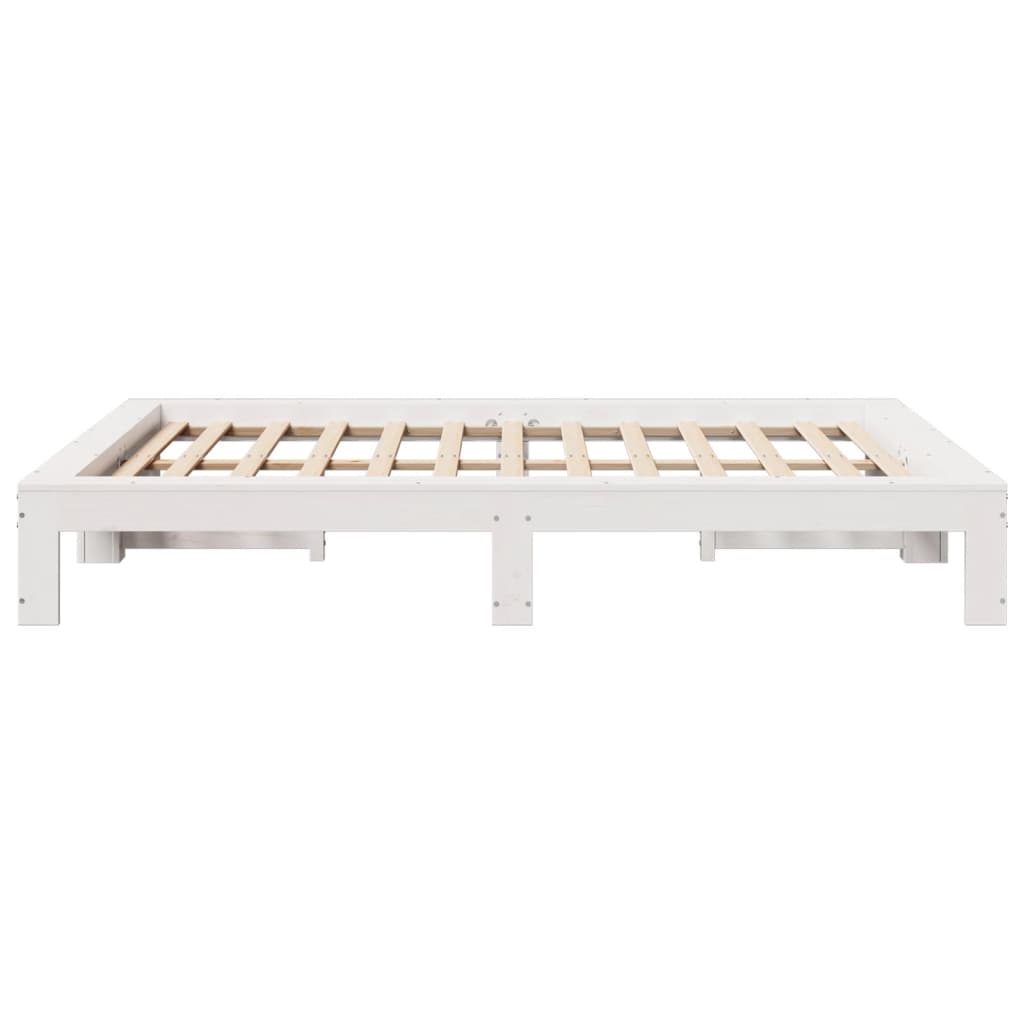 Bed Frame without Mattress White 140x190 cm Solid Wood Pine