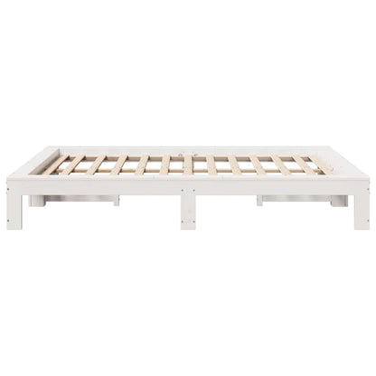 Bed Frame without Mattress White 135x190 cm Double Solid Wood Pine