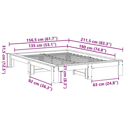 Bed Frame without Mattress White 135x190 cm Double Solid Wood Pine