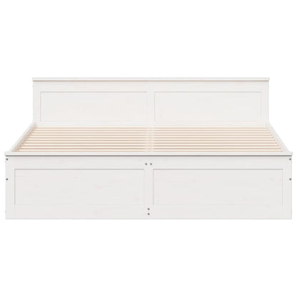 Bed Frame without Mattress with Headboard White 200x200 cm Solid Wood Pine