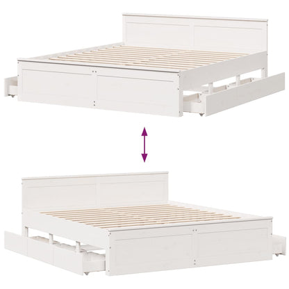 Bed Frame without Mattress with Headboard White 200x200 cm Solid Wood Pine