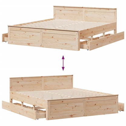 Bed Frame without Mattress with Headboard 180x200 cm Super King Solid Wood Pine