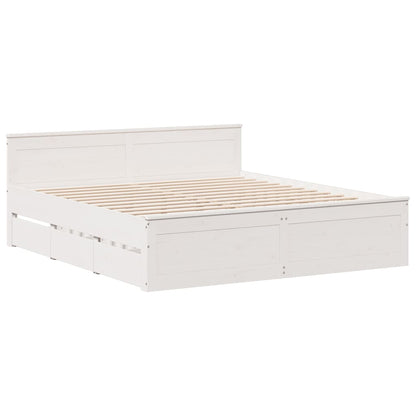 Bed Frame without Mattress with Headboard White 180x200 cm Super King Solid Wood Pine