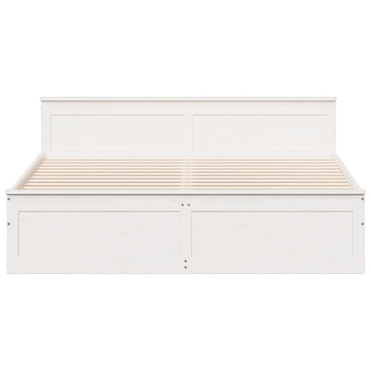 Bed Frame without Mattress with Headboard White 180x200 cm Super King Solid Wood Pine