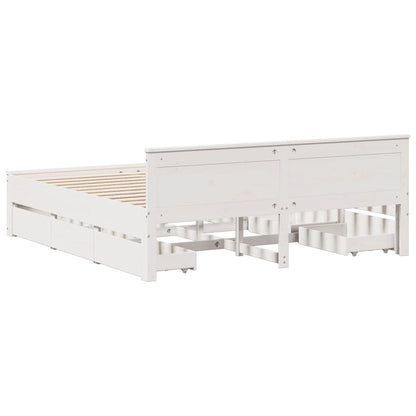 Bed Frame without Mattress with Headboard White 180x200 cm Super King Solid Wood Pine