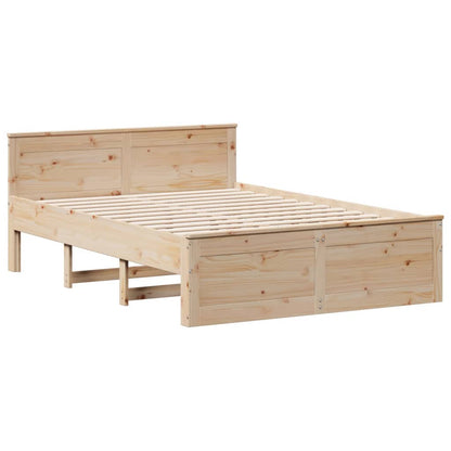 Bed Frame without Mattress with Headboard 140x200 cm Solid Wood Pine