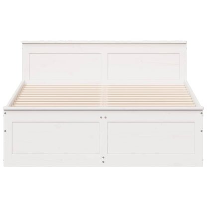 Bed Frame without Mattress with Headboard White 140x200 cm Solid Wood Pine