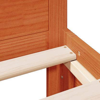 Bed Frame without Mattress with Headboard Wax Brown 140x200 cm Solid Wood Pine