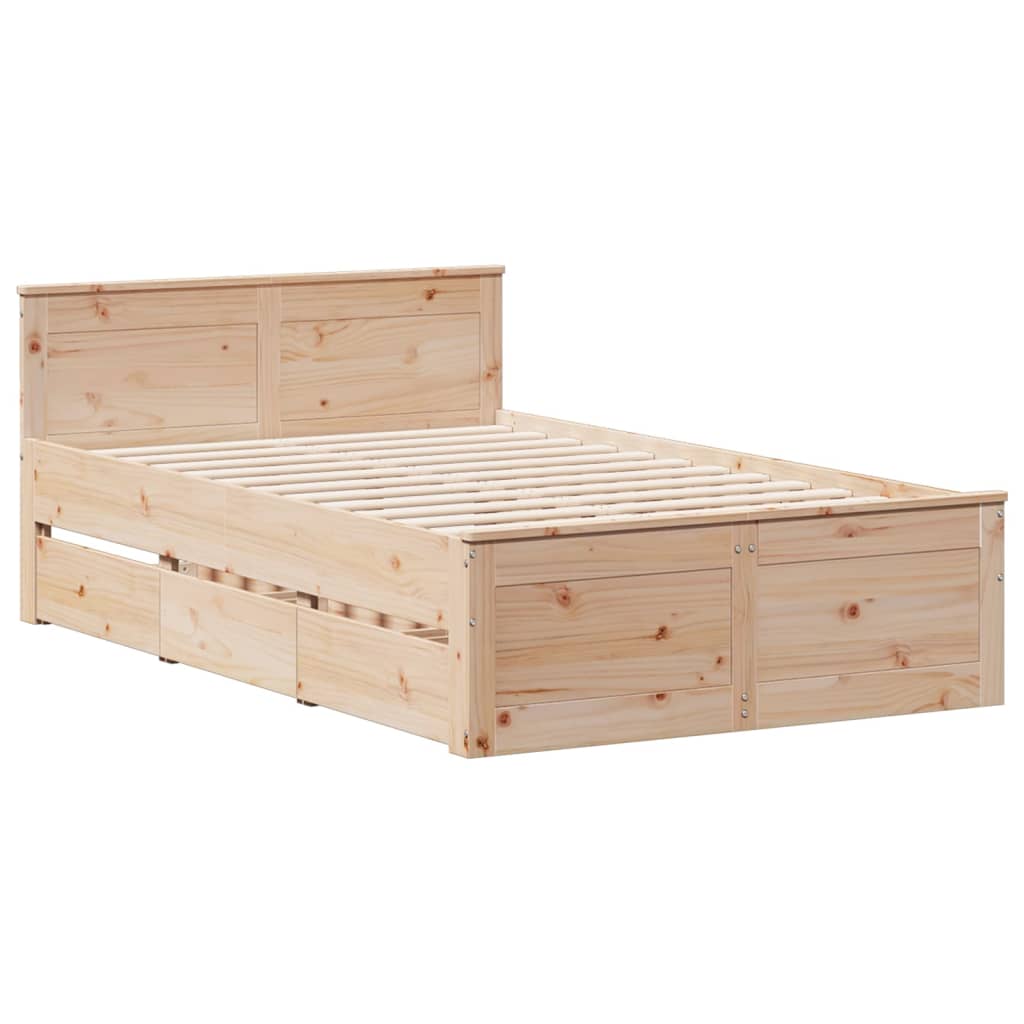 Bed Frame without Mattress with Headboard 120x200 cm Solid Wood Pine