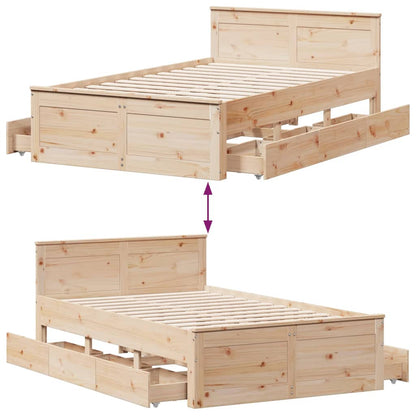 Bed Frame without Mattress with Headboard 120x200 cm Solid Wood Pine