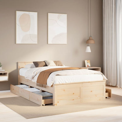 Bed Frame without Mattress with Headboard 120x200 cm Solid Wood Pine