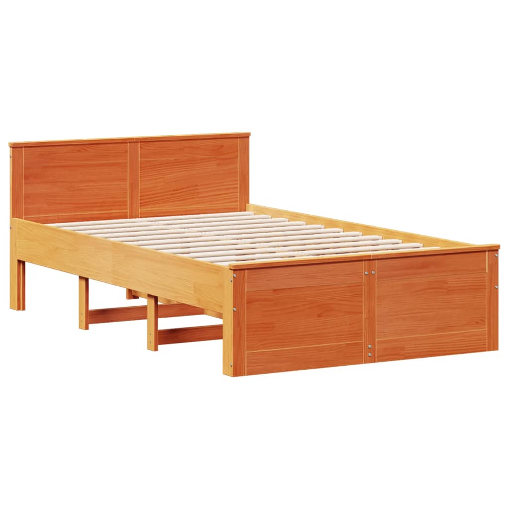 Bed Frame without Mattress with Headboard Wax Brown 120x200 cm Solid Wood Pine