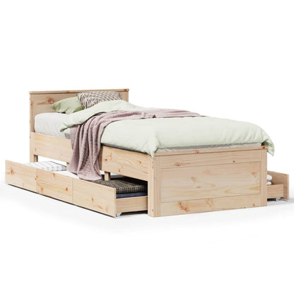 Bed Frame without Mattress with Headboard 90x200 cm Solid Wood Pine