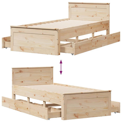 Bed Frame without Mattress with Headboard 90x200 cm Solid Wood Pine