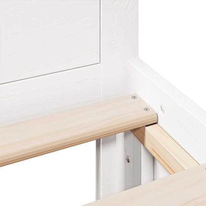 Bed Frame without Mattress with Headboard White 135x190 cm Double Solid Wood Pine