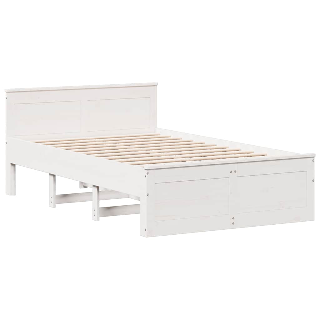 Bed Frame without Mattress with Headboard White 120x190 cm Small Double Solid Wood Pine