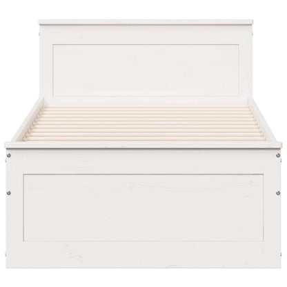 Bed Frame without Mattress with Headboard White 90x190 cm Single Solid Wood Pine