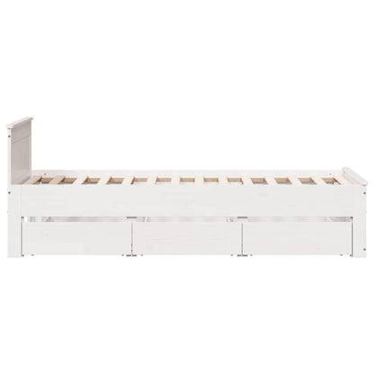 Bed Frame without Mattress with Headboard White 90x190 cm Single Solid Wood Pine