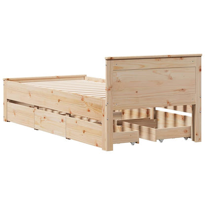 Bed Frame without Mattress with Headboard 75x190 cm Small Single Solid Wood Pine