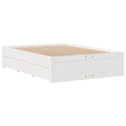 Bed Frame without Mattress with Drawers White 160x200 cm Solid Wood Pine