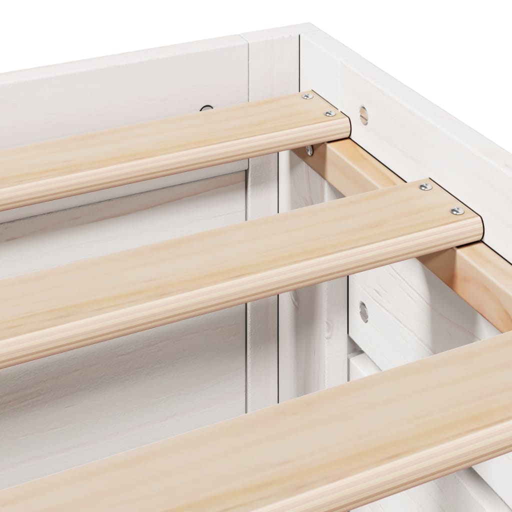 Bed Frame without Mattress with Drawers White 160x200 cm Solid Wood Pine