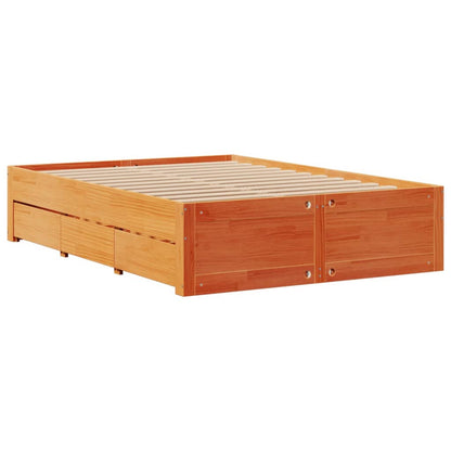 Bed Frame without Mattress with Drawers Wax Brown 160x200 cm Solid Wood Pine