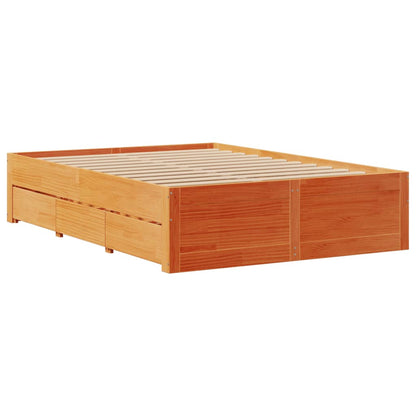 Bed Frame without Mattress with Drawers Wax Brown 160x200 cm Solid Wood Pine