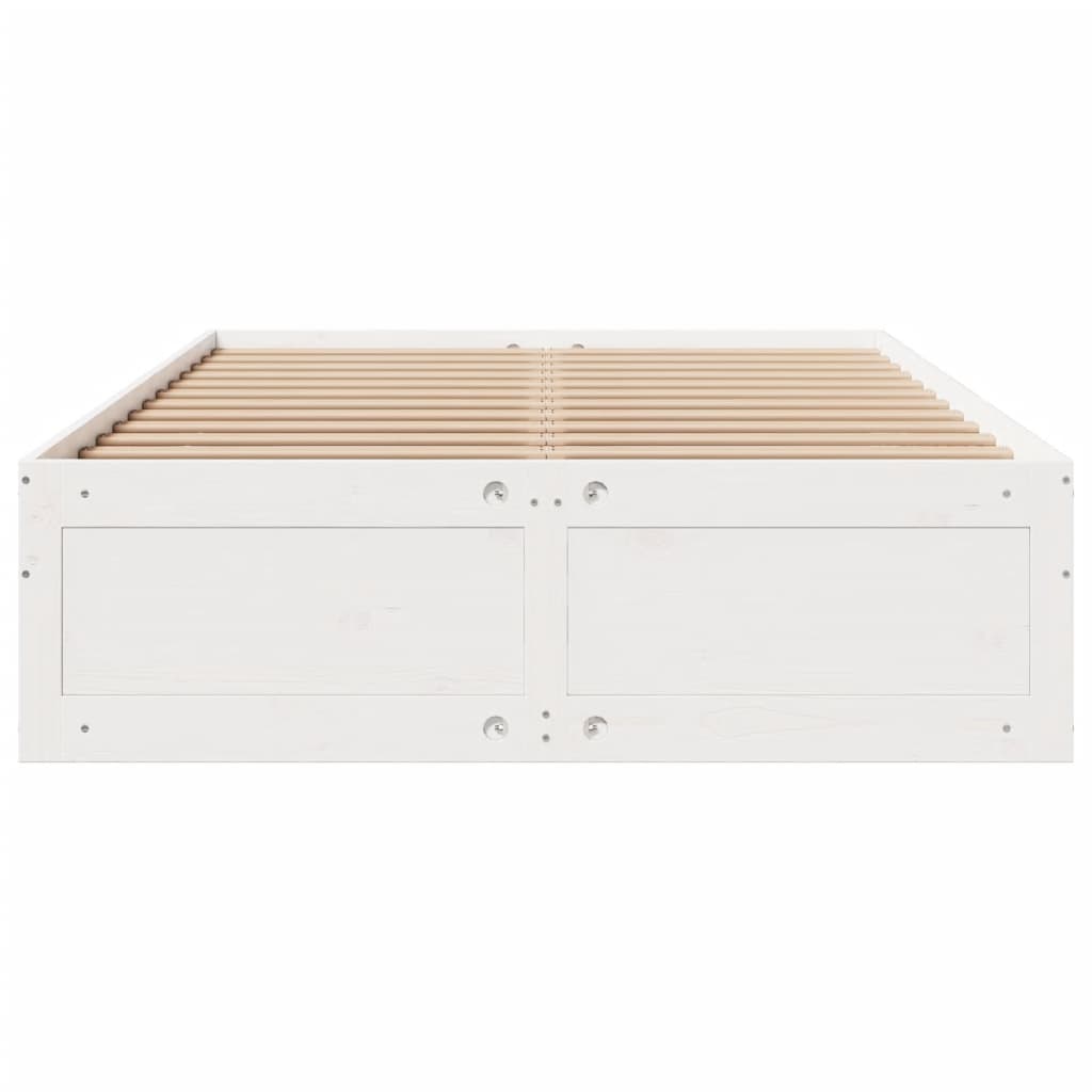 Bed Frame without Mattress with Drawers White 140x200 cm Solid Wood Pine