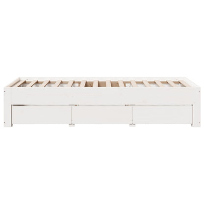 Bed Frame without Mattress with Drawers White 90x200 cm Solid Wood Pine