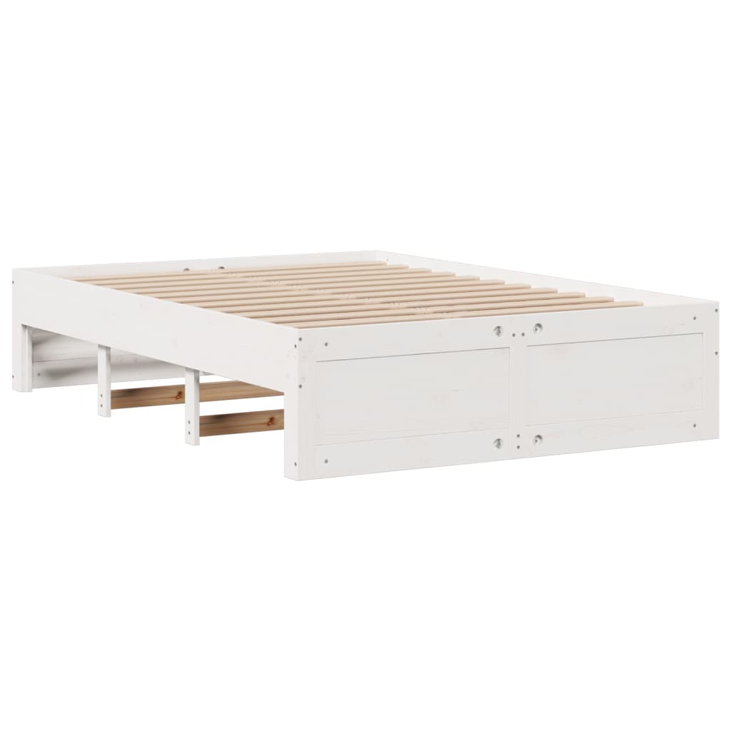 Bed Frame without Mattress with Drawers White 140x190 cm Solid Wood Pine