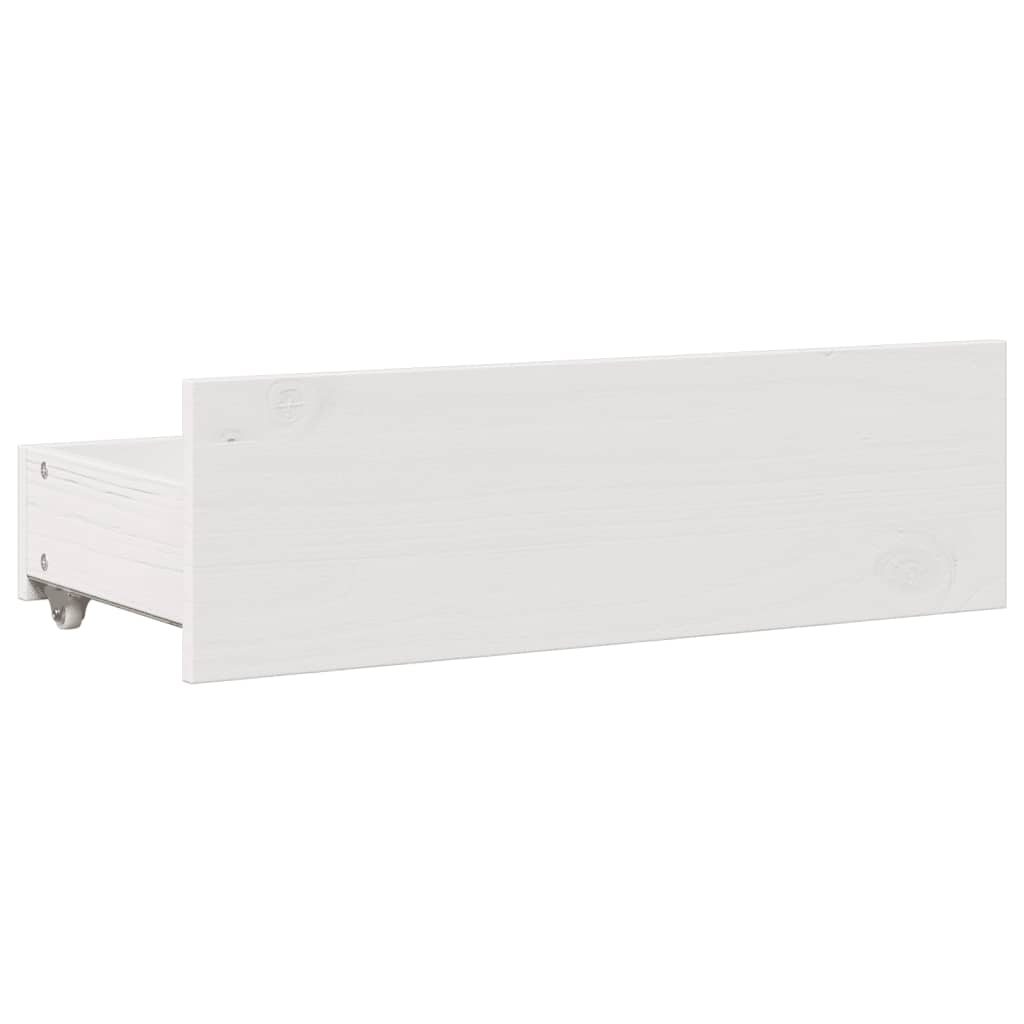 Bed Frame without Mattress with Drawers White 140x190 cm Solid Wood Pine