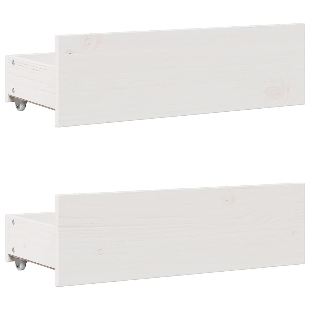 Bed Frame without Mattress with Drawers White 140x190 cm Solid Wood Pine