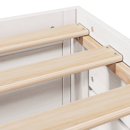 Bed Frame without Mattress with Drawers White 140x190 cm Solid Wood Pine