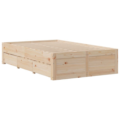 Bed Frame without Mattress with Drawers 120x190 cm Small Double Solid Wood Pine