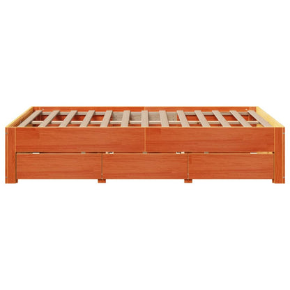 Bed Frame without Mattress with Drawers Wax Brown 120x190 cm Small Double Solid Wood Pine