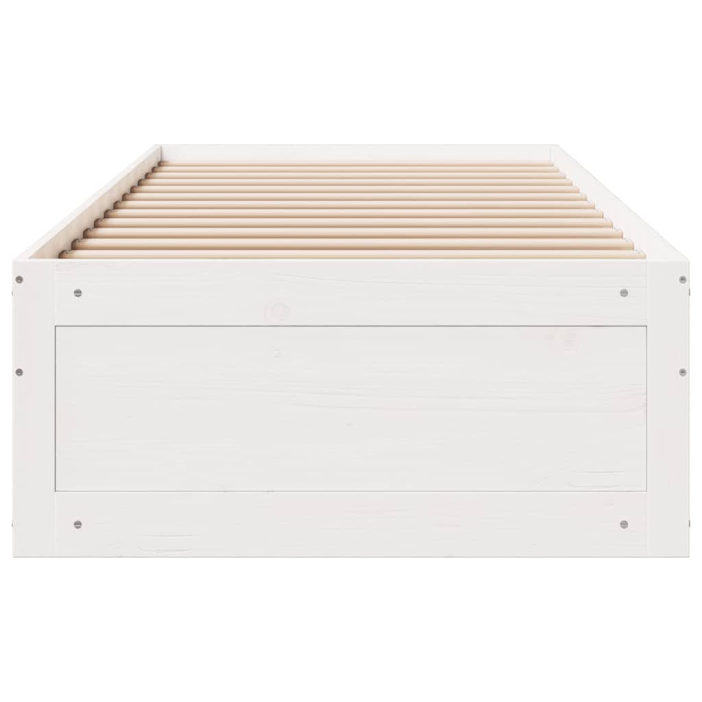 Bed Frame without Mattress with Drawers White 75x190 cm Small Single Solid Wood Pine