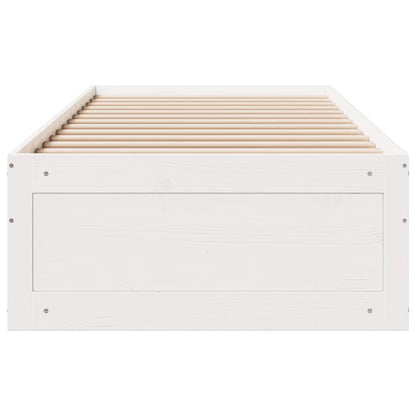 Bed Frame without Mattress with Drawers White 75x190 cm Small Single Solid Wood Pine