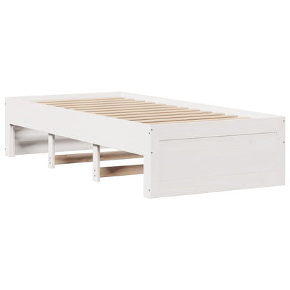 Bed Frame without Mattress with Drawers White 75x190 cm Small Single Solid Wood Pine