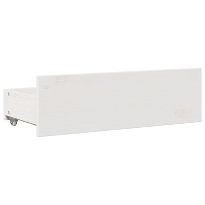 Bed Frame without Mattress with Drawers White 75x190 cm Small Single Solid Wood Pine